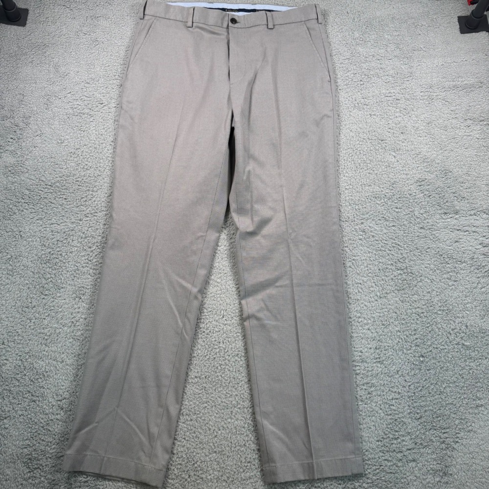 Brooks Brothers Advantage Chino Clark Pants Men's 35x32 Grey Flat Front Cotton